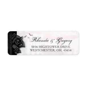 Black Roses Bats Gothic Halloween Wedding Address