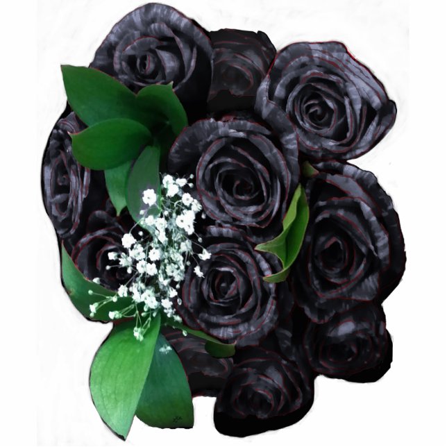 BLACK ROSES BOUQUET 3D STANDING PHOTO SCULPTURE (Front)