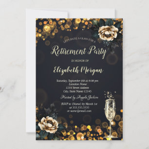 Black Roses Dots Retirement Invitation