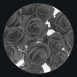 Black Roses Elegant Romantic Wedding Classic Round Sticker<br><div class="desc">Customise with any text. Matching items are available.</div>