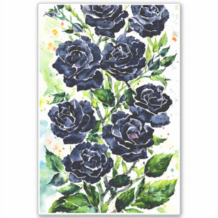 Black Roses Flowers Goth Art Watercolor Painting