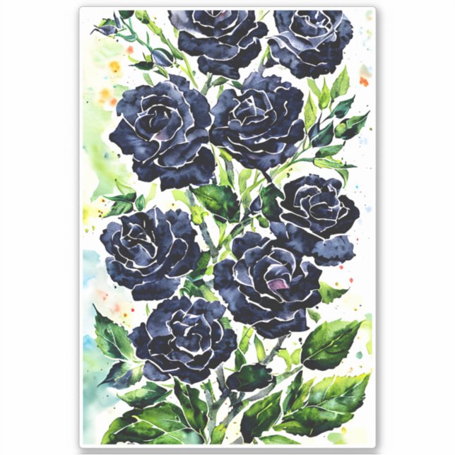 Black Roses Flowers Goth Art Watercolor Painting  (Front)
