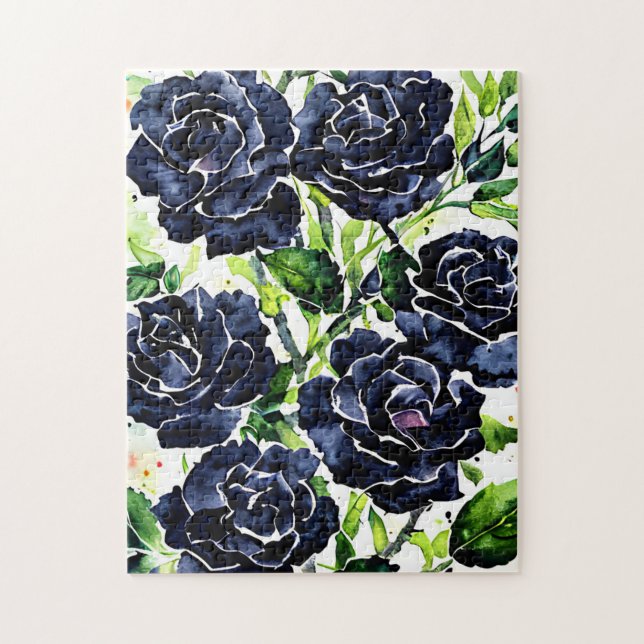 Black Roses Flowers Goth Art Watercolor Painting   Jigsaw Puzzle (Vertical)