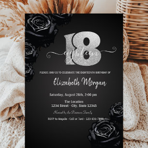 Black Roses Gothic 18th Birthday  Invitation