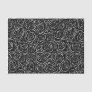 Black Roses Gothic Dark Floral Pattern Whimsigoth Tissue Paper