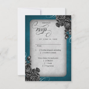 Black Roses Gothic Wedding RSVP Card