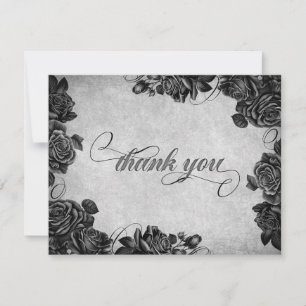 Black Roses Gothic Wedding Thank You Card