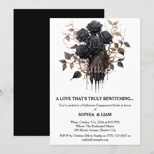 Black Roses Halloween Engagement Party Invitation
