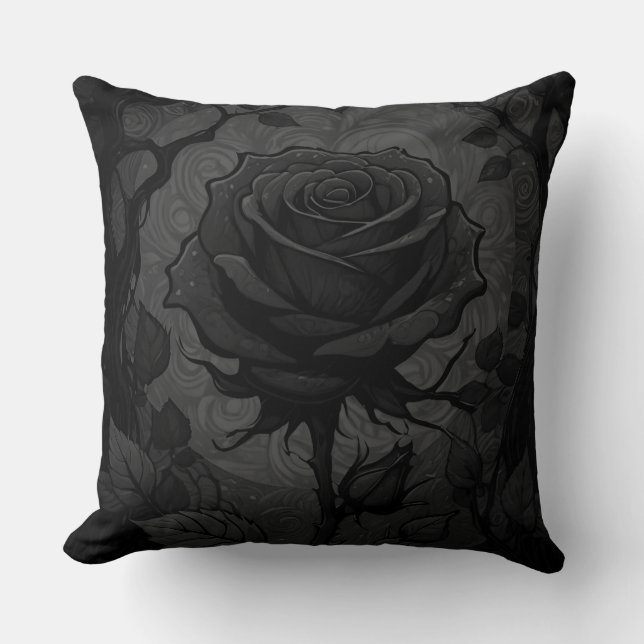 Black Roses Motif 3 Cushion (Front)