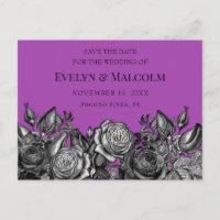 Black Roses Purple Save the Date STD