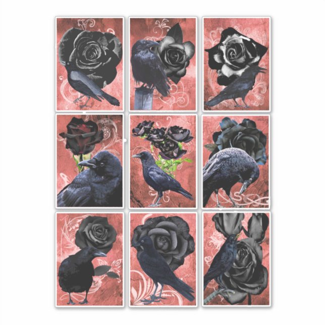 Black roses ravens and crows gothic art collage (Front)