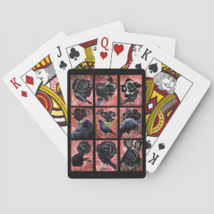 Black roses ravens and crows gothic art collage playing cards