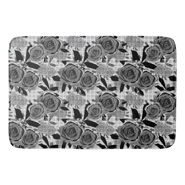 Black roses, roses, black and grey   bath mat (Front)