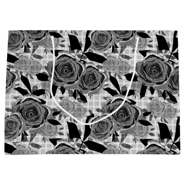 Black roses, roses, black and grey    large gift bag (Front)