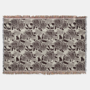 Black roses, roses, black and grey  throw blanket