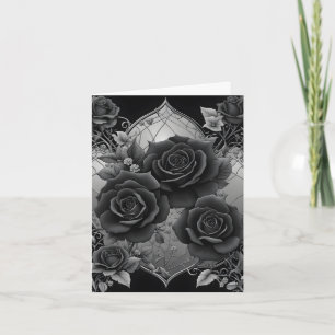 Black Roses Silver-Gray Frame Mother's Day Holiday Card