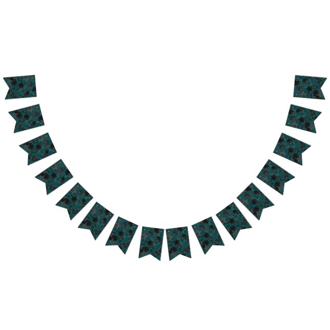 Black Roses Teal Wedding Bunting (All)