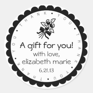 Black Roses Thank You Classic Round Sticker