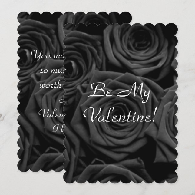 black roses Valentine's Holiday Card (Front/Back)