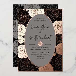 Black Roses Wedding Foil Invitation