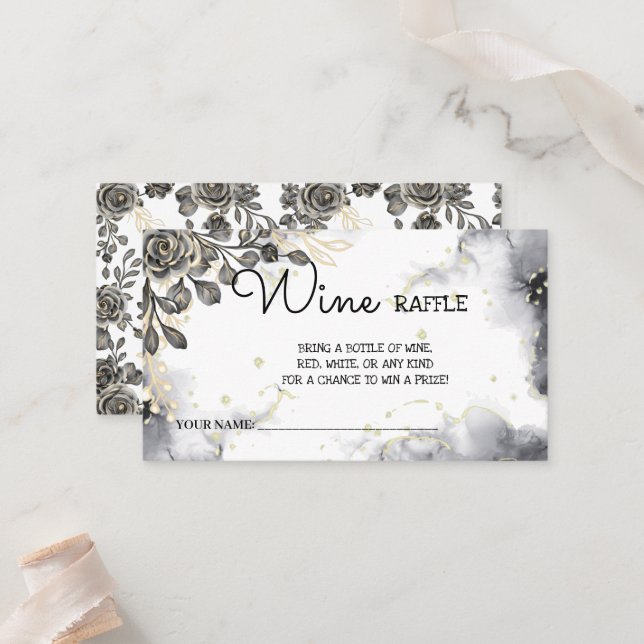 Black Roses Wine Raffle Ticket Bridal Shower  (Front/Back In Situ)