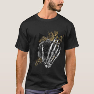 Black Roses with skeletal hand on black Gothic T-Shirt