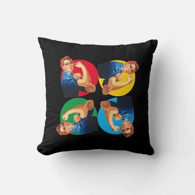 Black ROSIE RIVETER Print Cushion (Front)