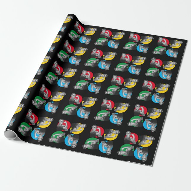 Black ROSIE RIVETER Print Wrapping Paper (Unrolled)