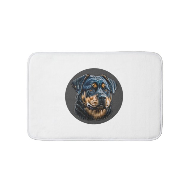 Black Rottweiler Bath Mat (Front)