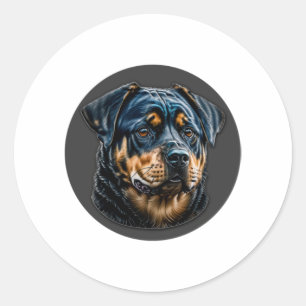Black Rottweiler Classic Round Sticker