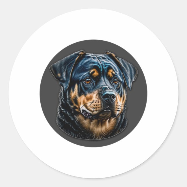 Black Rottweiler Classic Round Sticker (Front)