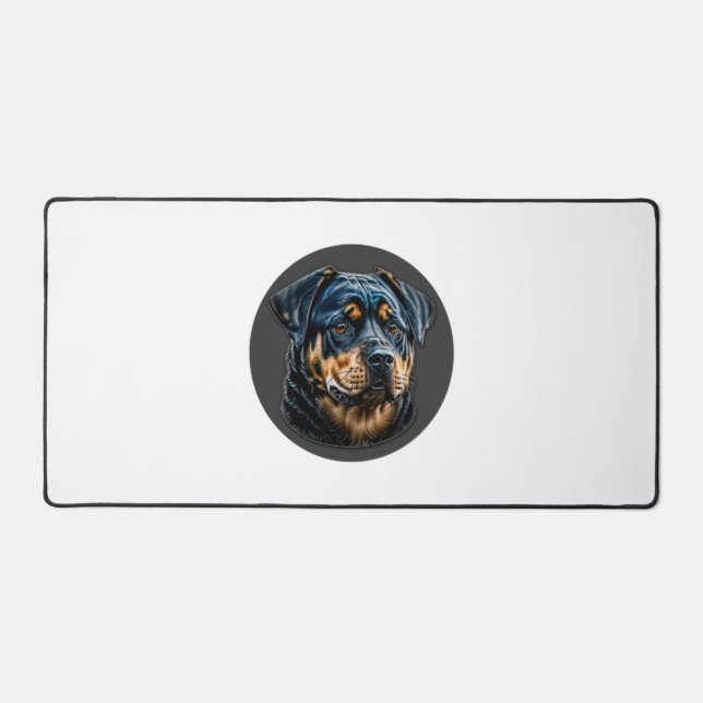 Black Rottweiler Desk Mat (Front)