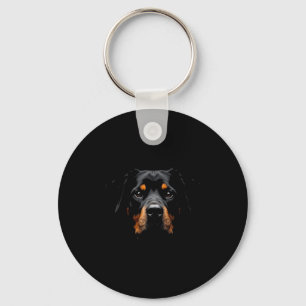 Black Rottweiler Dog Rottie Face _1 Key Ring