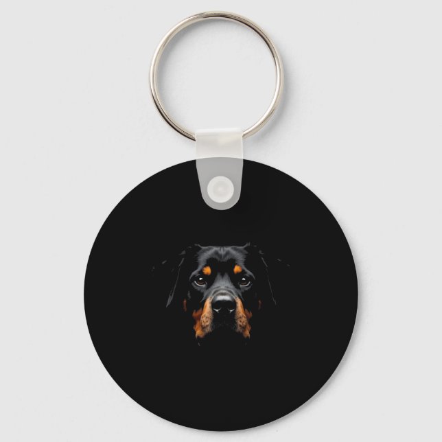 Black Rottweiler Dog Rottie Face _1  Key Ring (Front)