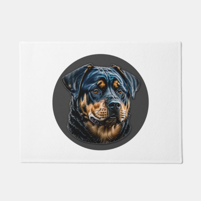 Black Rottweiler Doormat (Front)