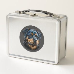 Black Rottweiler Metal Lunch Box