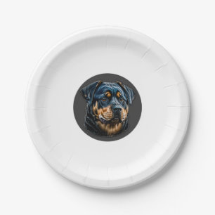 Black Rottweiler Paper Plate