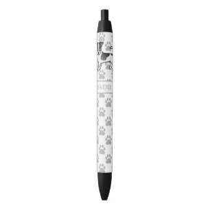 Black Rough Coat Jack Russell Terrier Dog & Name Ink Pen