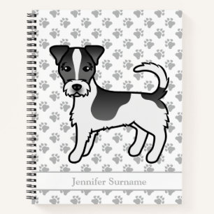 Black Rough Coat Jack Russell Terrier Dog & Name Notebook