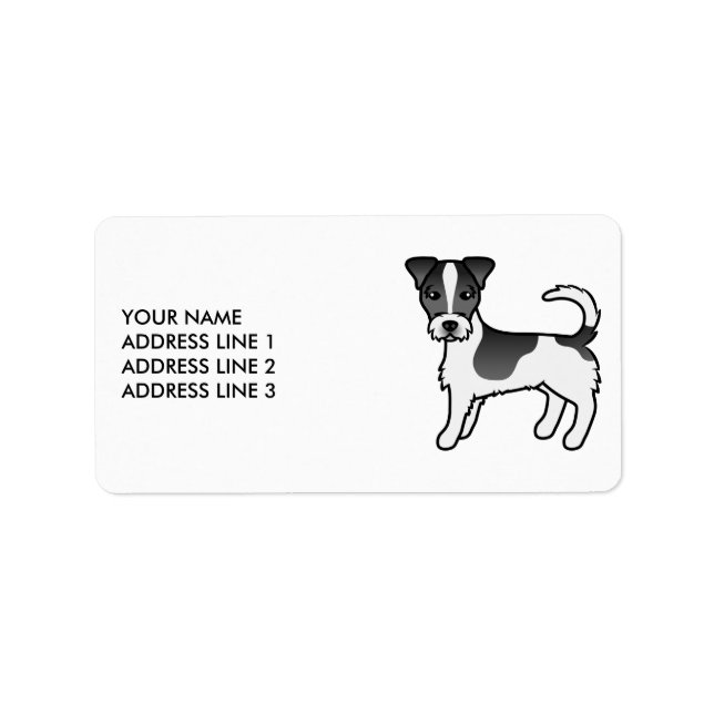 Black Rough Coat Jack Russell Terrier Dog & Text Label (Front)