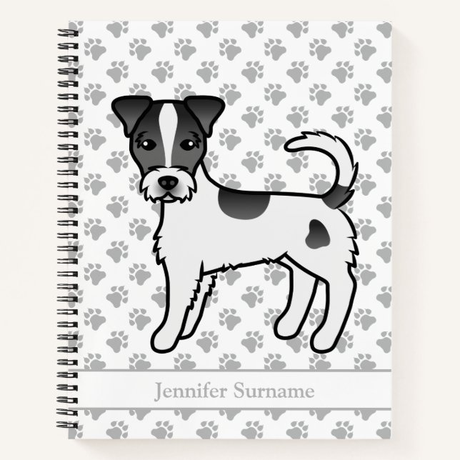 Black Rough Coat Parson Russell Terrier & Name Notebook (Front)
