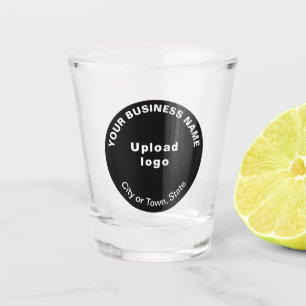 Black Round Business Brand on Shot Glass