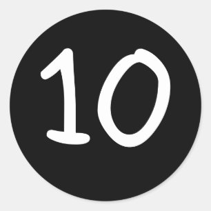 Black Round custom number Sticker
