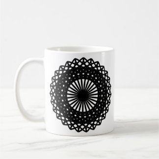 Black Round Lace Style Pattern. Coffee Mug