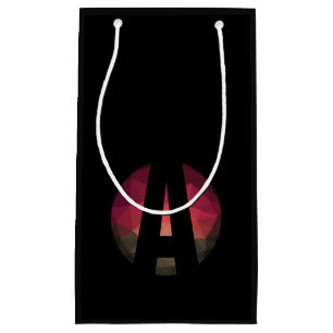 Black round monogram logo design small gift bag