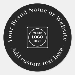 Black Round Sticker   Custom Modern Business Logo 
