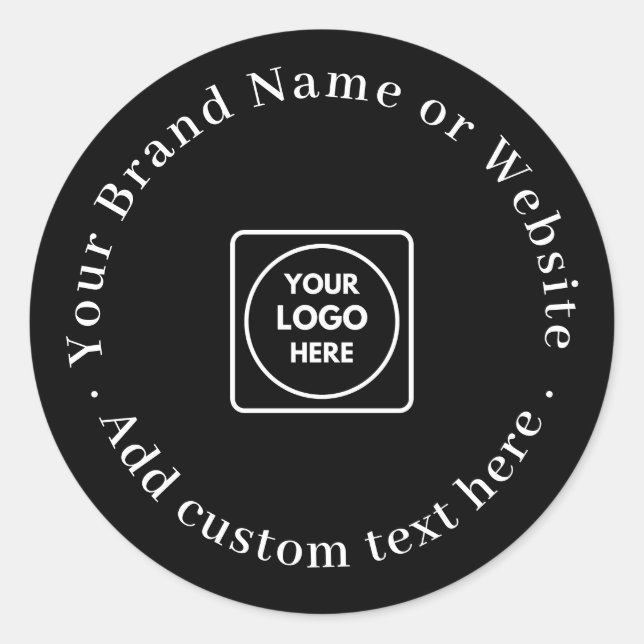 Black Round Sticker | Custom Modern Business Logo  (Front)