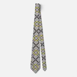 black rounded square intersected with yellow tie