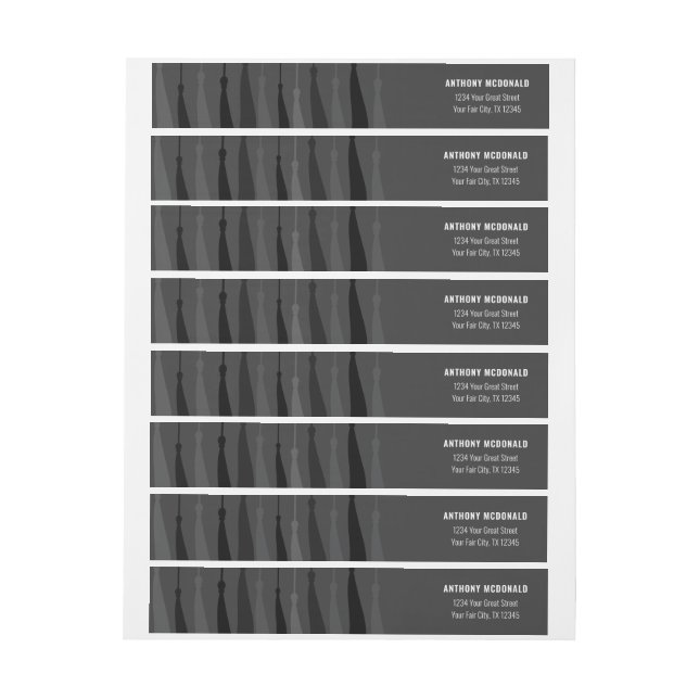 Black Row of Tassels Wraparound Address Label (Sheet)