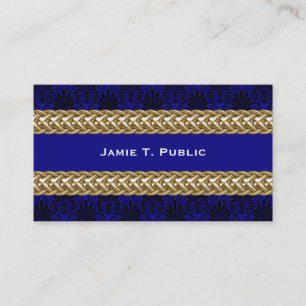 Black Royal Blue Damask Gold Chain Business Card